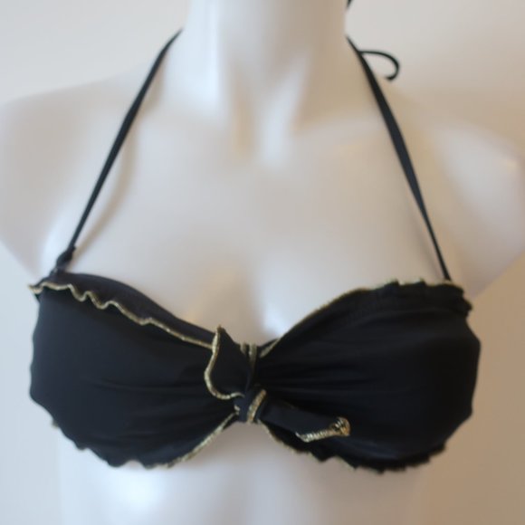 WOMENS LE BAIN BY ETAM BLACK GOLD BANDEAU SWIMSUIT BIKINI XS UK/8 US/4 * - Picture 3 of 11